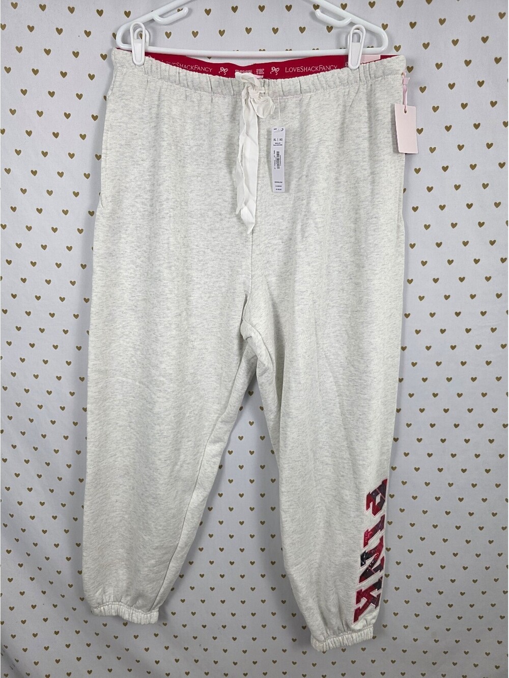 Victorias Secret PINK NEW Nwt Loveshackfancy Campus Sweats Bling Logo XL